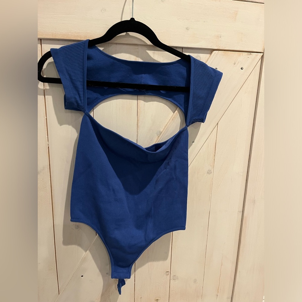 Prettylittlething blue cut out bodysuit